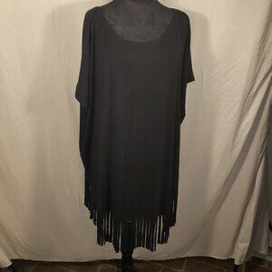 DLMN Black Fringe Tunic Dress, XL